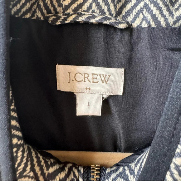 J.Crew Factory Herringbone Quilted Puffer Vest Down Fill Black grey Large - Picture 4 of 7